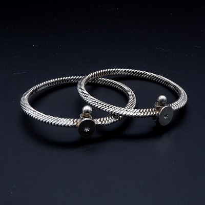 Pair of Indian Silver Bangles, 56g