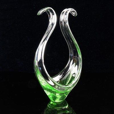 Decorative Abstract Form Uranium Glass Vase