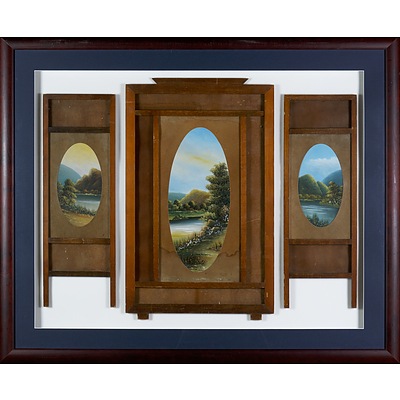 J. Harvey, Near Berowra, Oil on Board, Framed Triptych in Three Individual Timber Frames