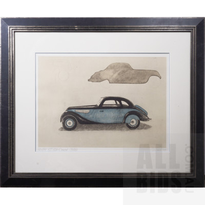 Framed Etching, BMW 327/328 Coupe 1938, 43 x 60 cm (image size)