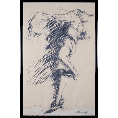 A Framed Figure Study 1987, Charcoal on Paper