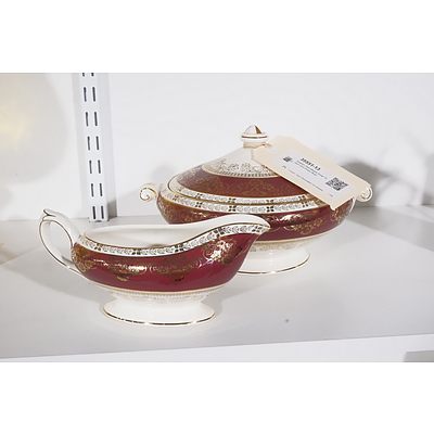 English Dulcalware Soup Tureen and Gravy Boat