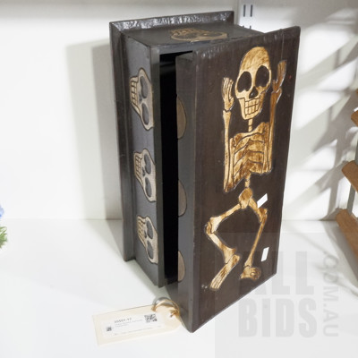 Timber Skeleton and Skulls Trinkets Box.