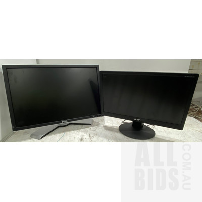 Dell UltraSharp 22-Inch Widescreen LCD Monitor & Acer 19-inch HD Widescreen LED-backlit LCD monitor.