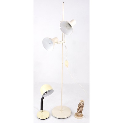 Twin Floor Lamp, Leaning Tower of Pisa Night Light, and Desk Lamp