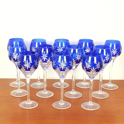 Twelve Franklin Mint Stars of Midnight Crystal Wine Glasses Designed by Horst Belda