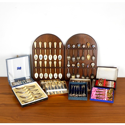 Australian Collectors Treasury Rare Birds of Australia Teaspoon Collection and Various Silver Plated and Other Flatware
