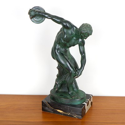 Patinated Brass Figure of the Discobolus of Myron