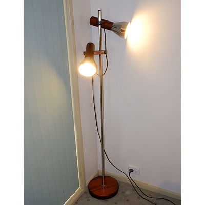 Vintage Timber and Chrome Standard Lamp
