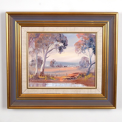 Peter Hill (1937-) Bush Landscape, Oil on Board