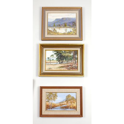 Three Australian School Landscapes, Oil on Board; Including Barbara Wiltshire, Colin MacGregor and Another 