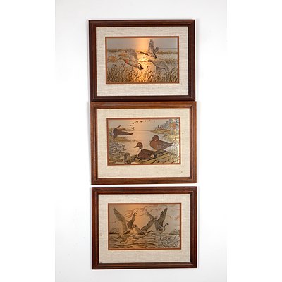 Three Franklin Mint Etchings, Taking Wing in Winter, Summer Companions and Call of Autumn