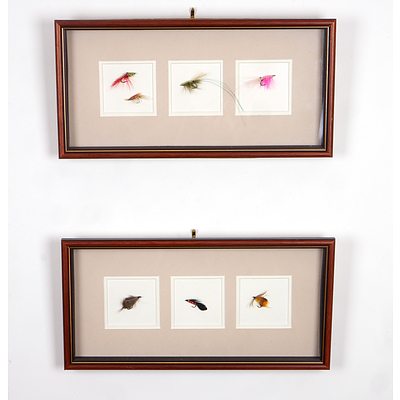 Two Framed Presentations of Fly Fishing Lures