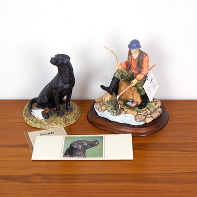 Franklin Mint Figure Ready to Retrieve by William H Turner and The Leonardo Collection Fisherman Figure