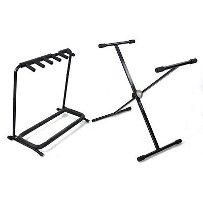 Five Bay Guitar Stand and Proel Folding Keyboard Stand (2)