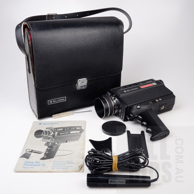 Vintage Bell and Howell Filmsonic XL Movie Camera with Original Case and Manual