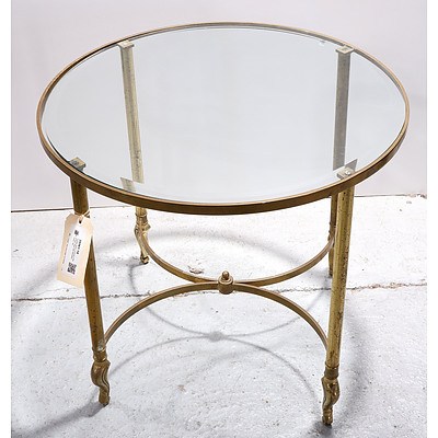 Vintage Brass Framed Coffee/Side Table with Bevelled Glass Top