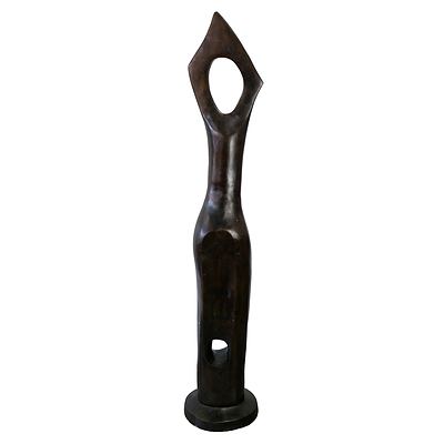 Large Contemporarey Patinated Hollow Cast Bronze Sculpture, Signed YKW