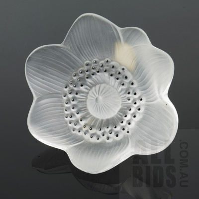 Lalique Crystal Anemone Flower with Attached label