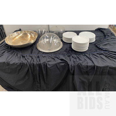 Assorted Hospitality Items: Including Table Cloth and Skirt