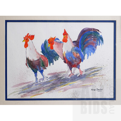 Allan Dexter, Chickens 2004, Watercolour, 24.5 x 34 cm