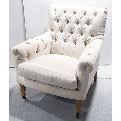 Antique Style Armchair with Buttoned Upholstery