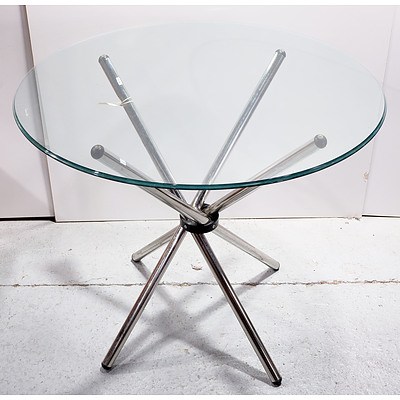 Contemporary Unusual Small Dining or Bar Table with Collapsible Base and Glass Top