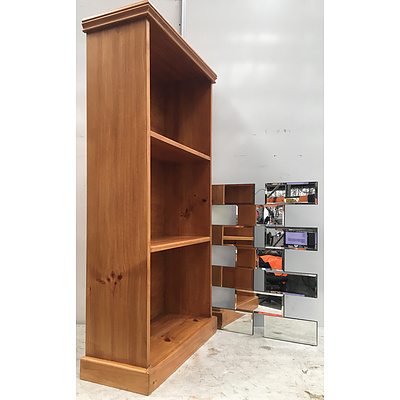 Pine Bookcase And Ready To Hang Decorative Mirror