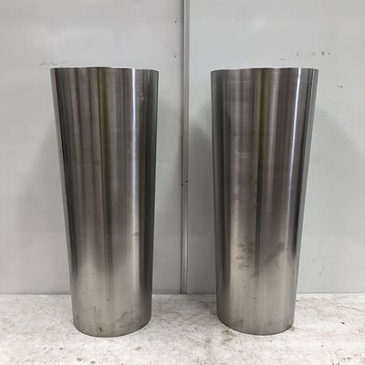 2 Large Stainless Steel Flower Pots
