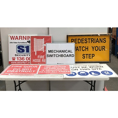 Assorted Safety And Warning Signs - Lot Of 16