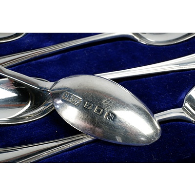 Boxed Set of Six Hardy Bros Sterling Silver Teaspoons, 20th Century, 42g