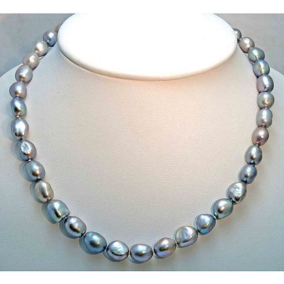 Silver-Black Cultured Pearl Necklace