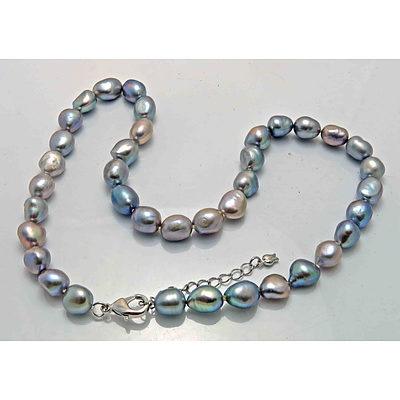 Silver-Black Cultured Pearl Necklace