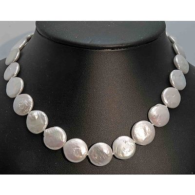Coin Shaped Cultured Pearl Necklace