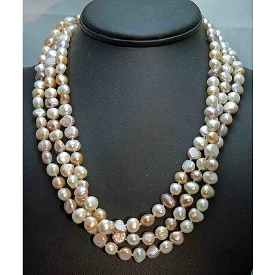 Extra Long Necklace Of Freshwater Pearls