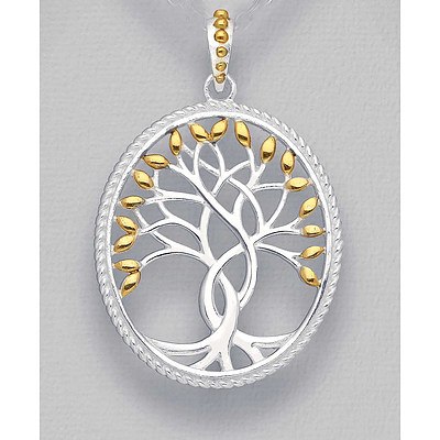Sterling Silver Tree Of Life Pendant Part 18ct Gold-Plated