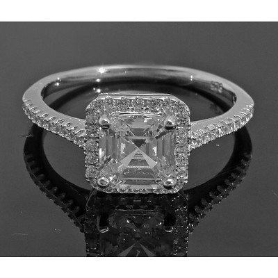 Sterling Silver Dress Ring - Set With Princess-Cut Cz Of 1ct Diamond Equivalent Size