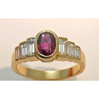 18ct Gold Natural Ruby & Diamond Ring