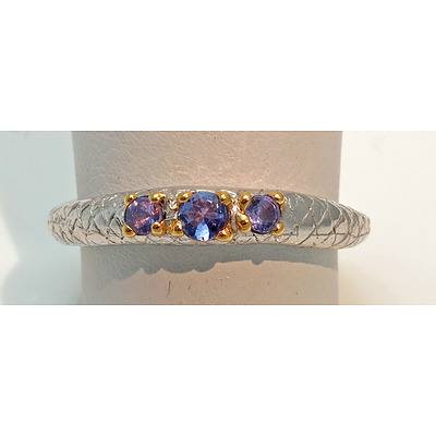 Sterling Silver Tanzanite Ring, With 22ct Gold Plated Highlights