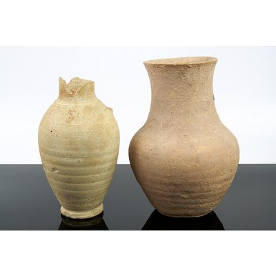 Two Ancient Middle Eastern Stoneware Vessels, By Repute Purchased in Iraq in the 1940s