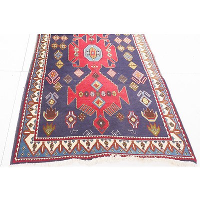 Classic Persian Geometric Medallion Hand Knotted Wool Runner
