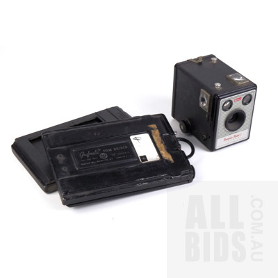 Vintage Kodak Brownie Model 1 Camera and Two Film Slide Holders