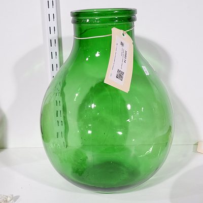 Large Green Glass Vilani Ballon Bottle