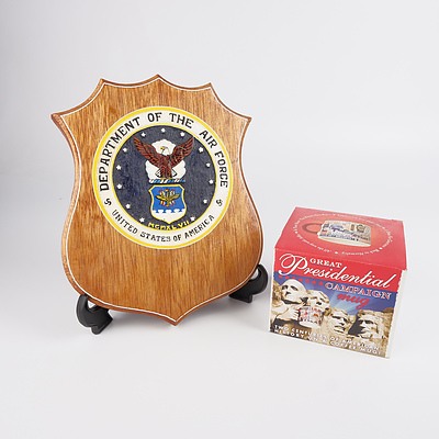 New in Box USA Presidential Campaign Mug and a US Air Force Wall Plaque (2)