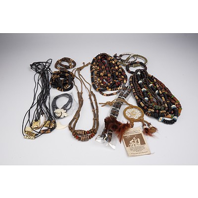 Bulk Lot of Vintage Beaded and Leather Necklaces and Bracelets
