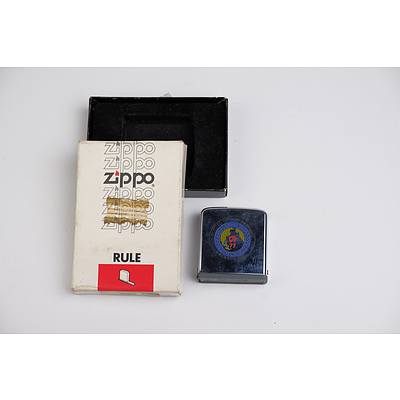 Zippo Lighter with USA and Military Theme and Unusual Zippo Tape Measure in Original Boxes (2)