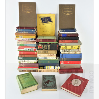 Quantity of Approximatley 60 Vintage Books of Mixed Subjects Including The Cruise of the Thetis by H Collingwood, A Book of Nature Myths by F Holbrook, The Pawky Scot by G Moffat and Much More