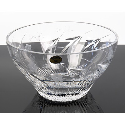 Vintage Bohemia Cut and Etched Crystal Salad Bowl