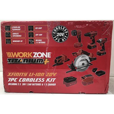 Workzone 20V 7 Piece Cordless Tool Kit