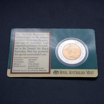 1994 RAM $5 Coin Australian Uncirculated Five Dollar Coin Card Bradman Commemorative